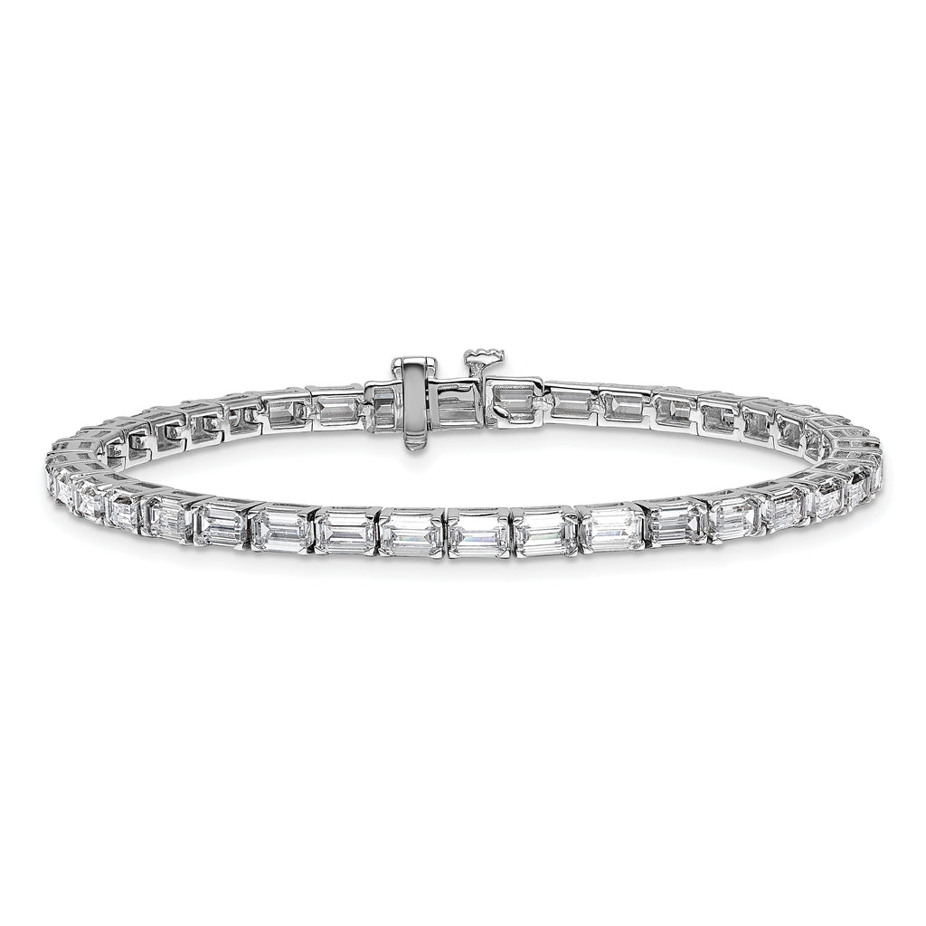 14k White Gold 10 carat Lab Grown Diamond VS/SI+ G+ Emerald Tennis Bracelet