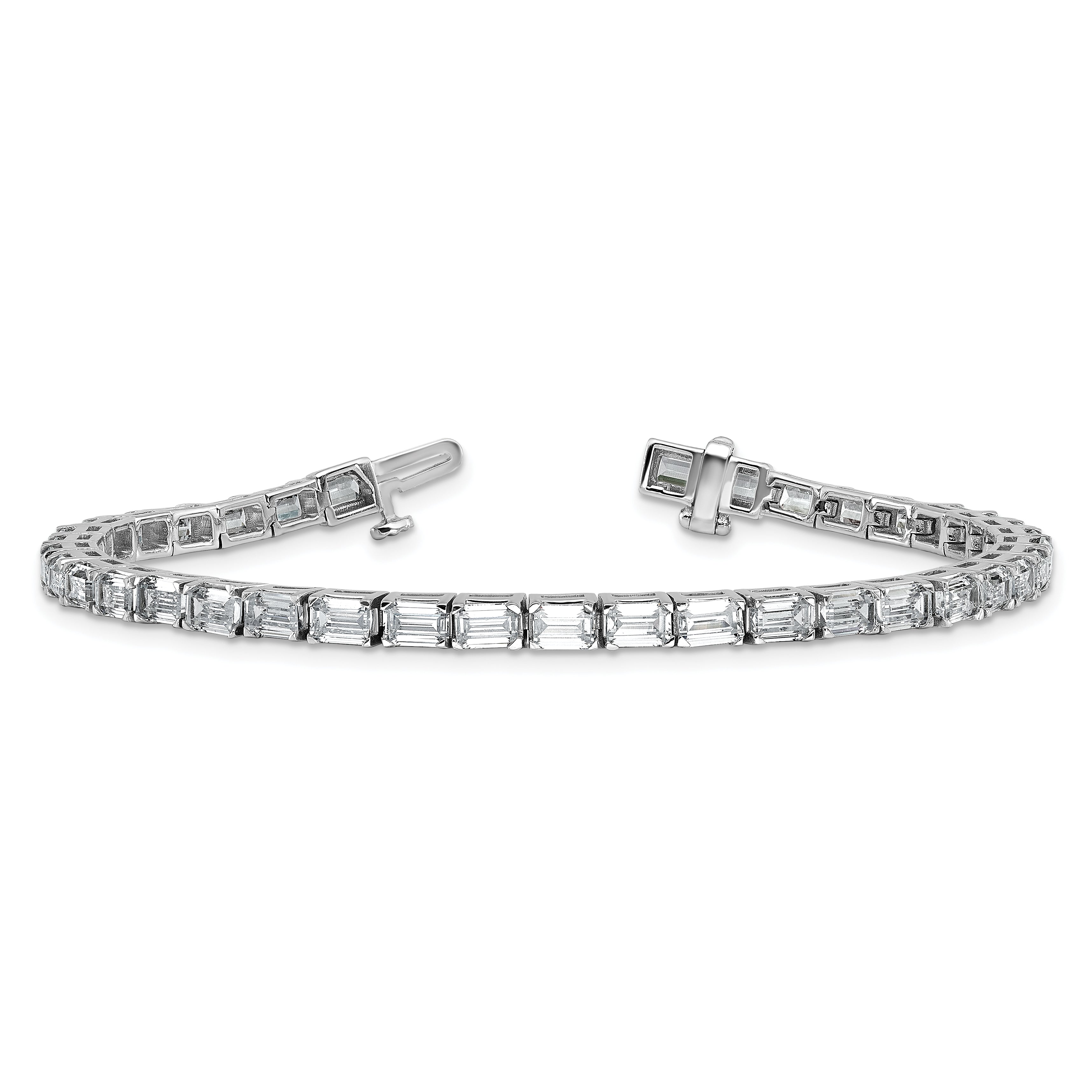 14k White Gold 10 carat Lab Grown Diamond VS/SI+ G+ Emerald Tennis Bracelet