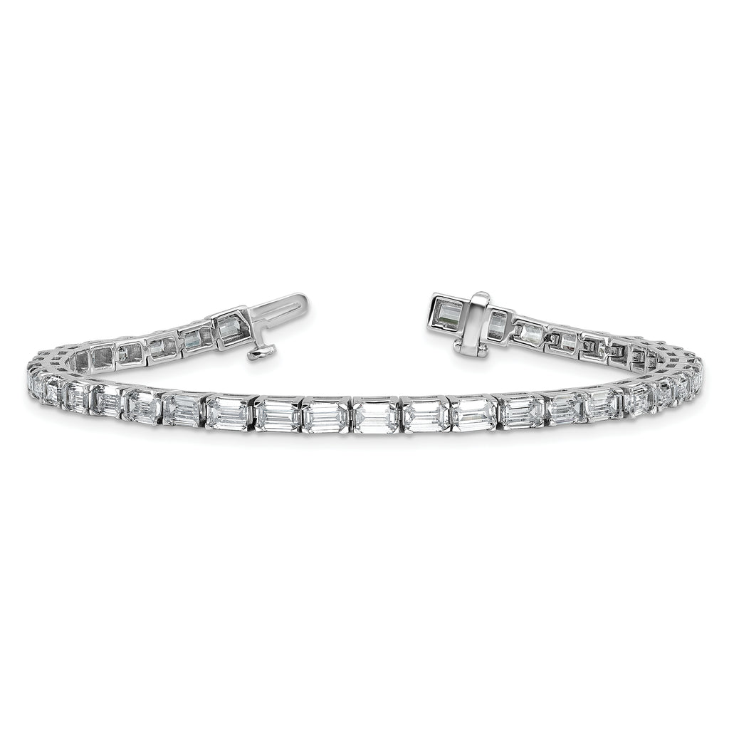 14k White Gold 10 carat Lab Grown Diamond VS/SI+ G+ Emerald Tennis Bracelet