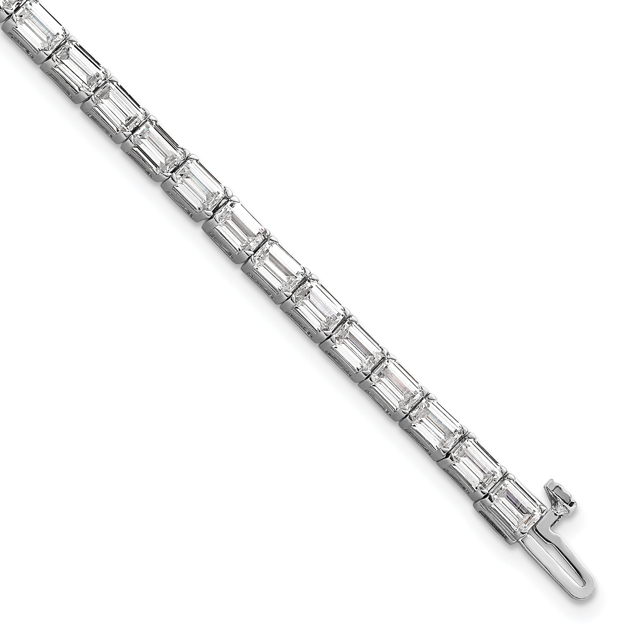 14k White Gold 10 carat Lab Grown Diamond VS/SI+ G+ Emerald Tennis Bracelet Main image