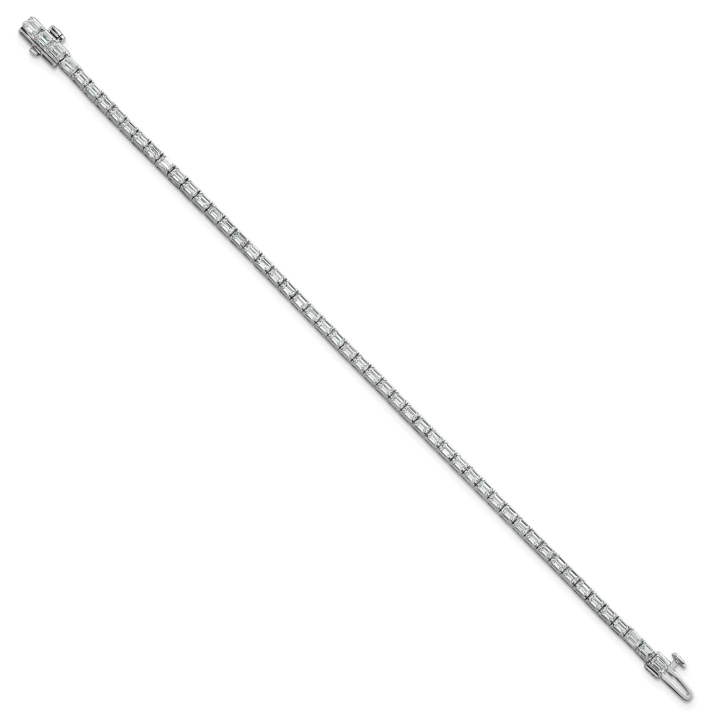14k White Gold 5 carat Lab Grown Diamond VS/SI+ G+ Emerald Tennis Bracelet