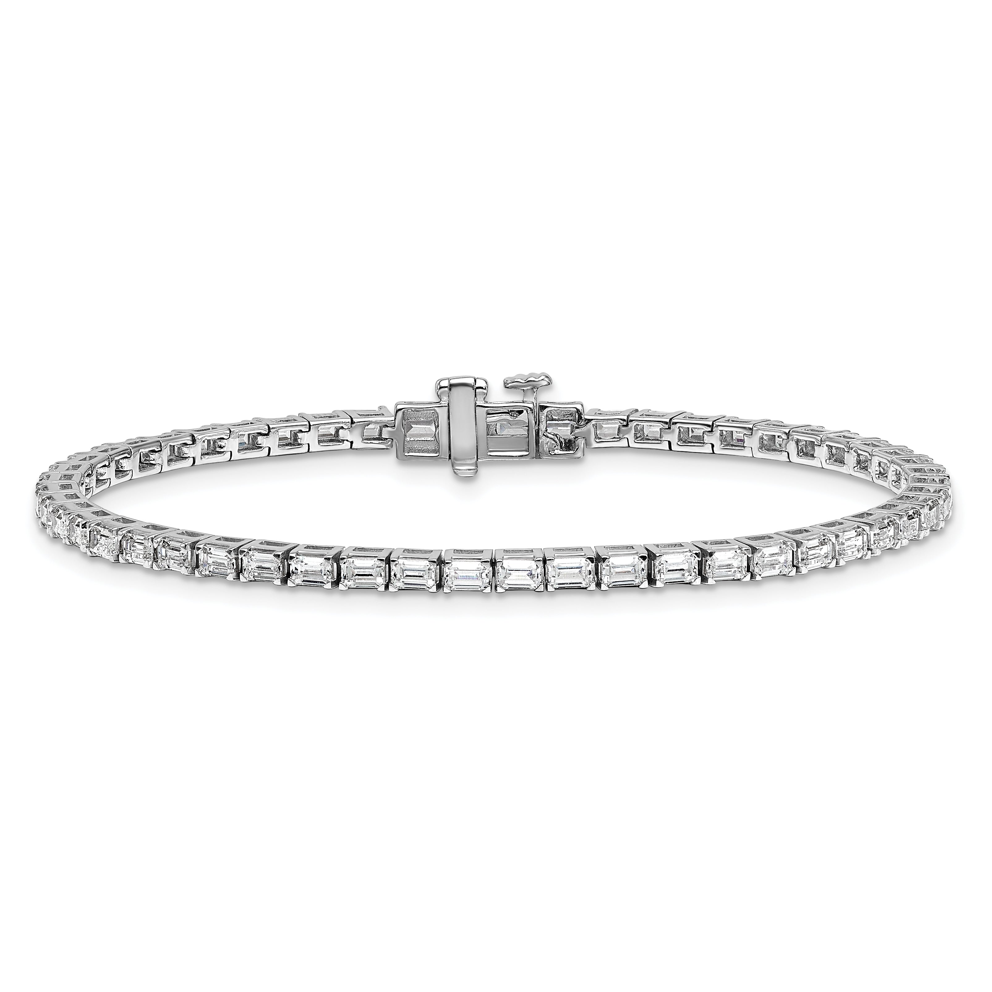 14k White Gold 5 carat Lab Grown Diamond VS/SI+ G+ Emerald Tennis Bracelet