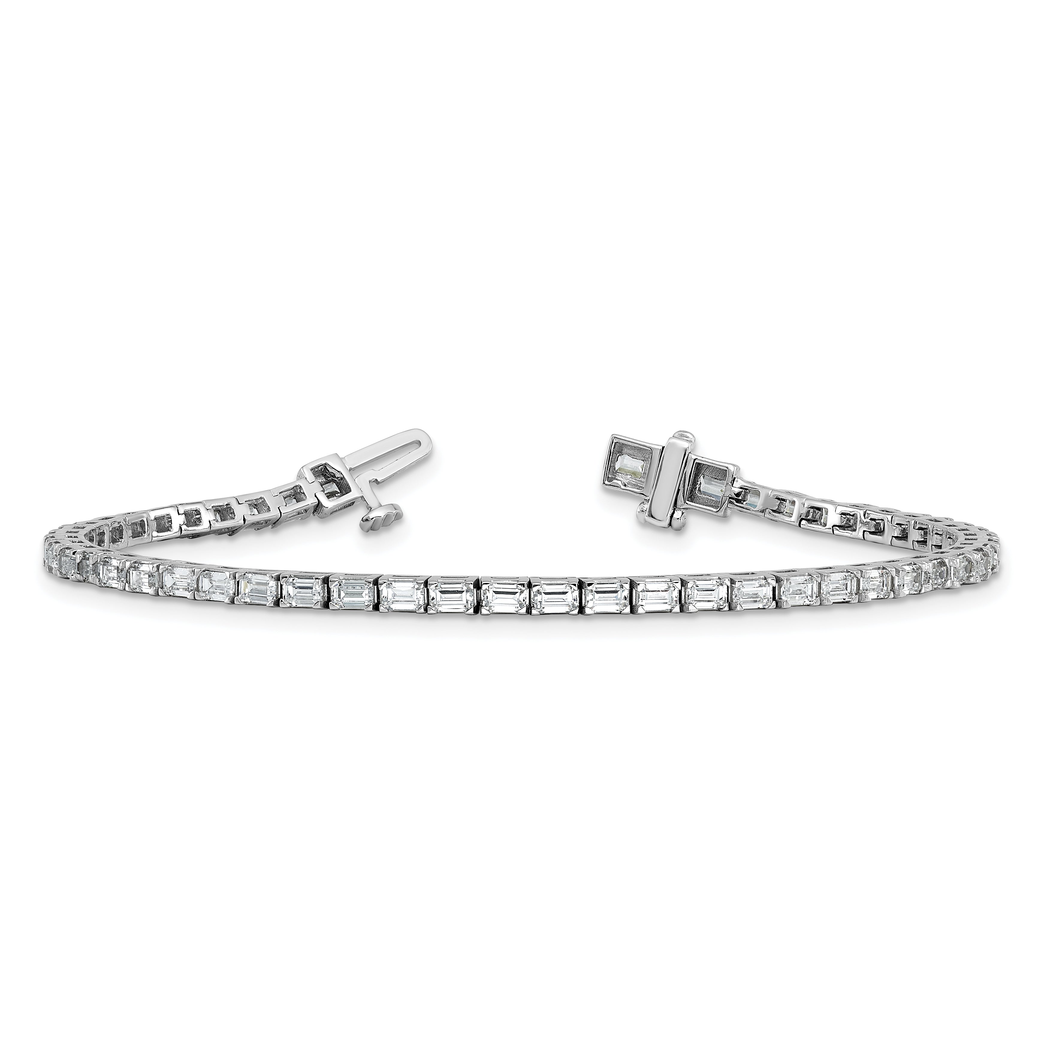 14k White Gold 5 carat Lab Grown Diamond VS/SI+ G+ Emerald Tennis Bracelet