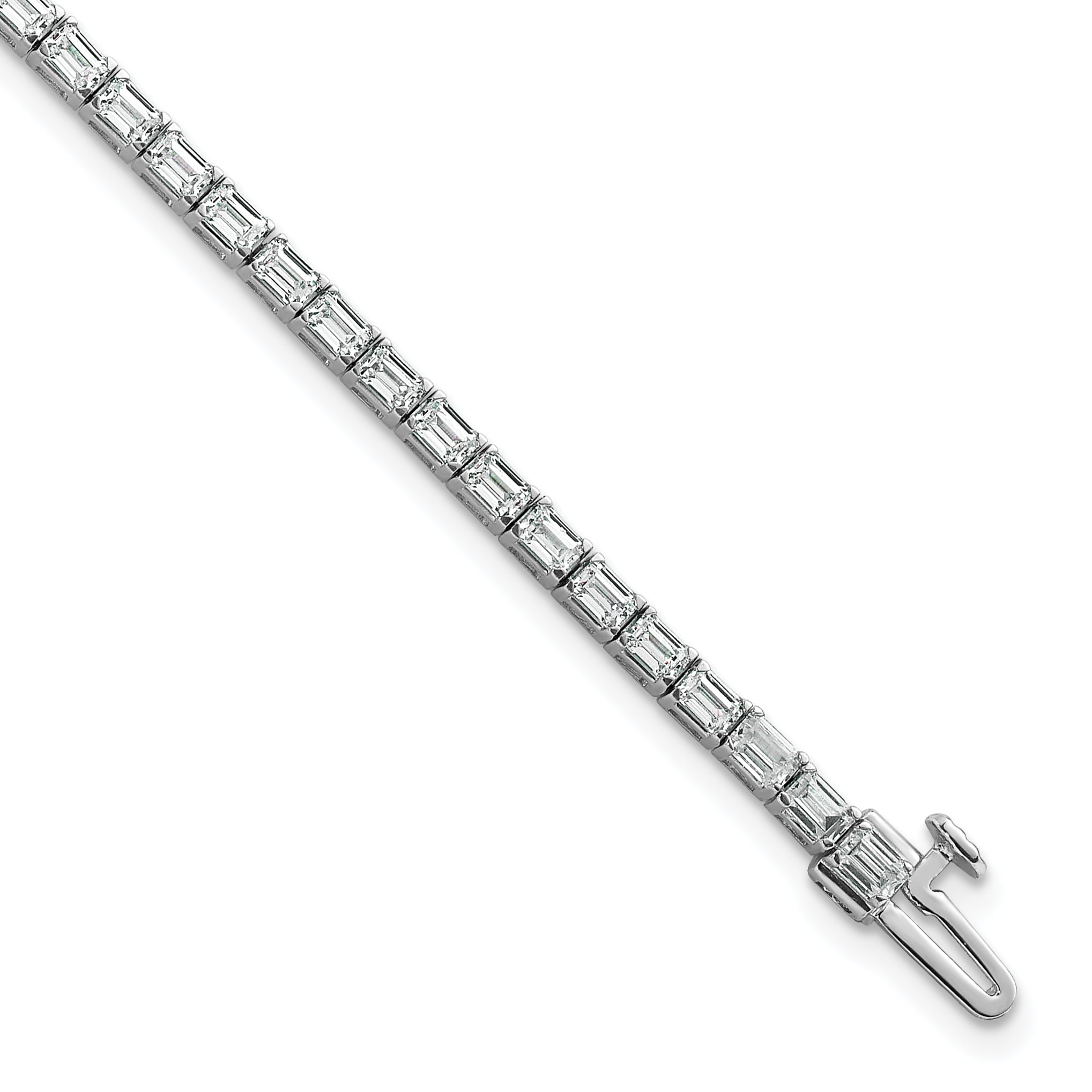 14k White Gold 5 carat Lab Grown Diamond VS/SI+ G+ Emerald Tennis Bracelet Main image