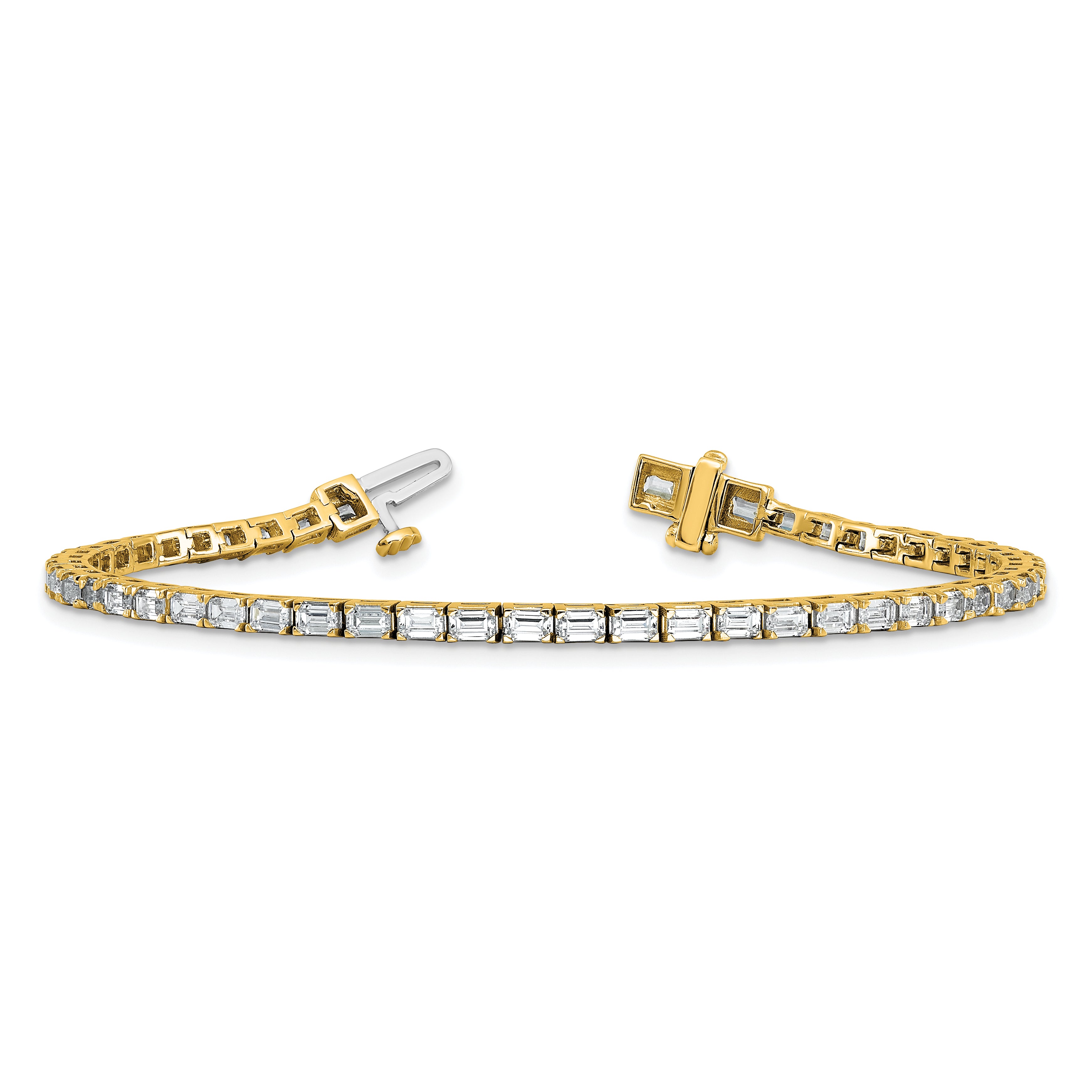 14k 5 carat Lab Grown Diamond VS/SI+ G+ Emerald Tennis Bracelet