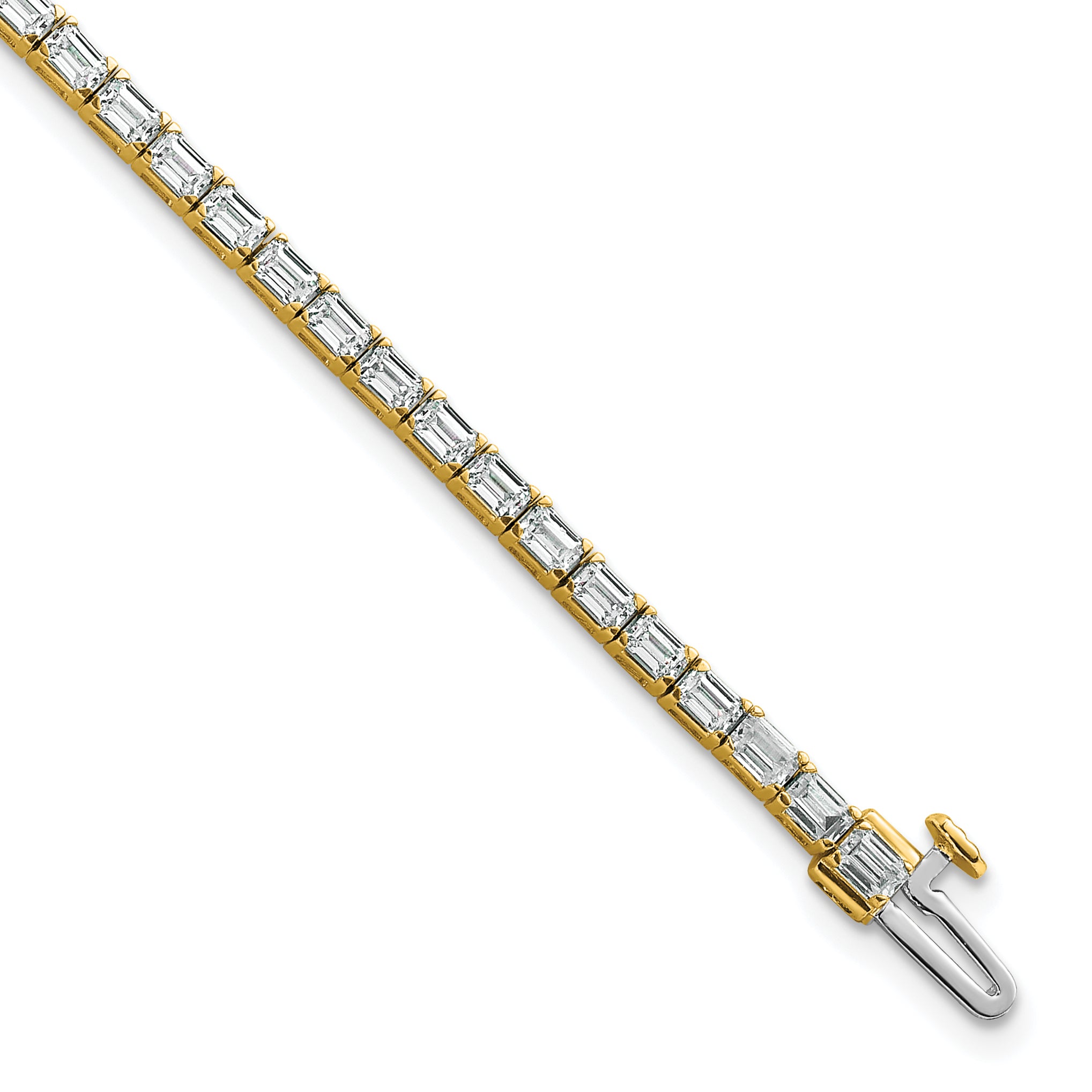 14k 5 carat Lab Grown Diamond VS/SI+ G+ Emerald Tennis Bracelet Main image