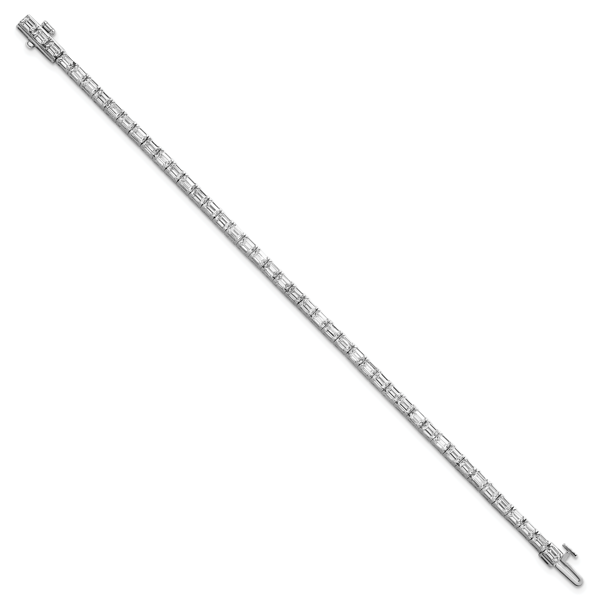 14k White Gold 7 carat Lab Grown Diamond VS/SI+ G+ Emerald Tennis Bracelet Secondary image