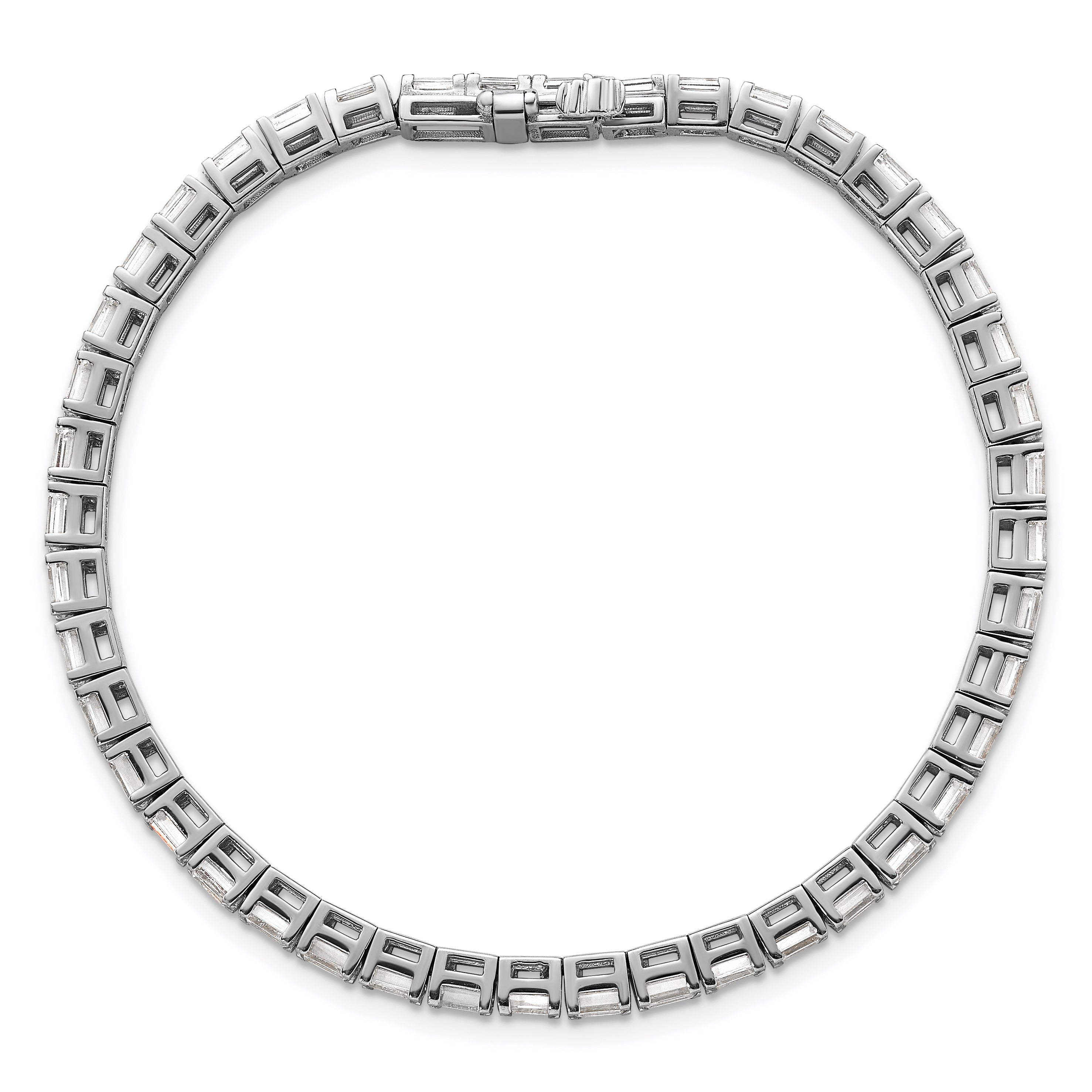 14k White Gold 7 carat Lab Grown Diamond VS/SI+ G+ Emerald Tennis Bracelet