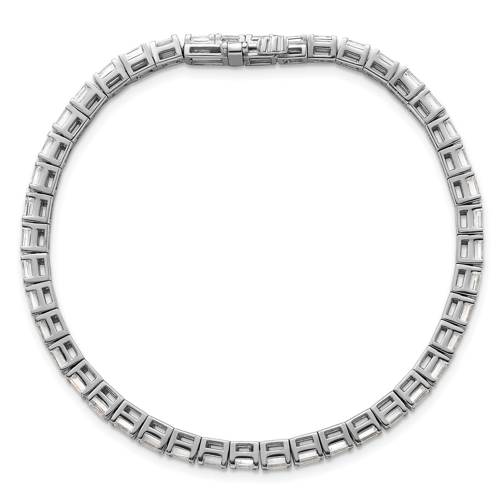 14k White Gold 7 carat Lab Grown Diamond VS/SI+ G+ Emerald Tennis Bracelet