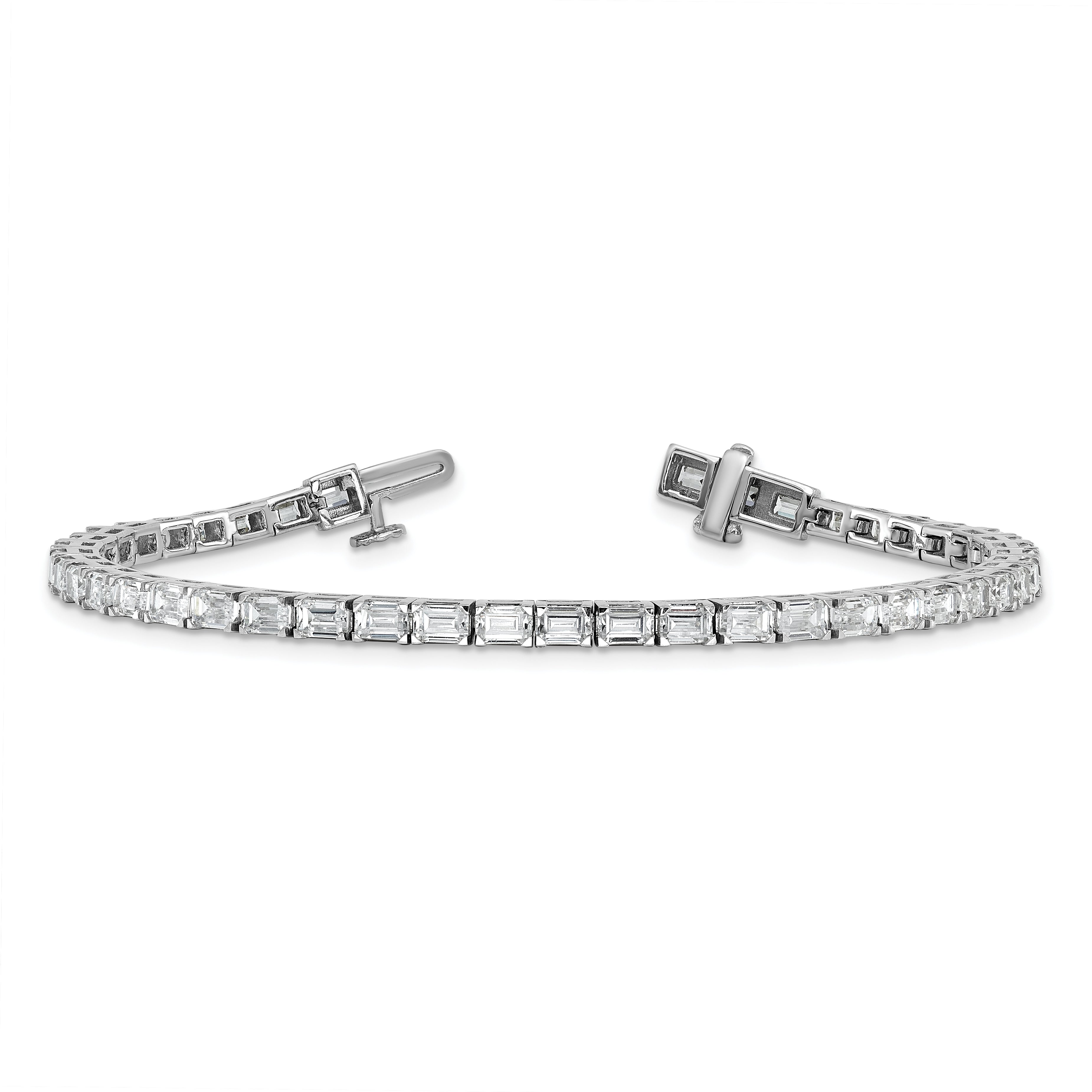 14k White Gold 7 carat Lab Grown Diamond VS/SI+ G+ Emerald Tennis Bracelet