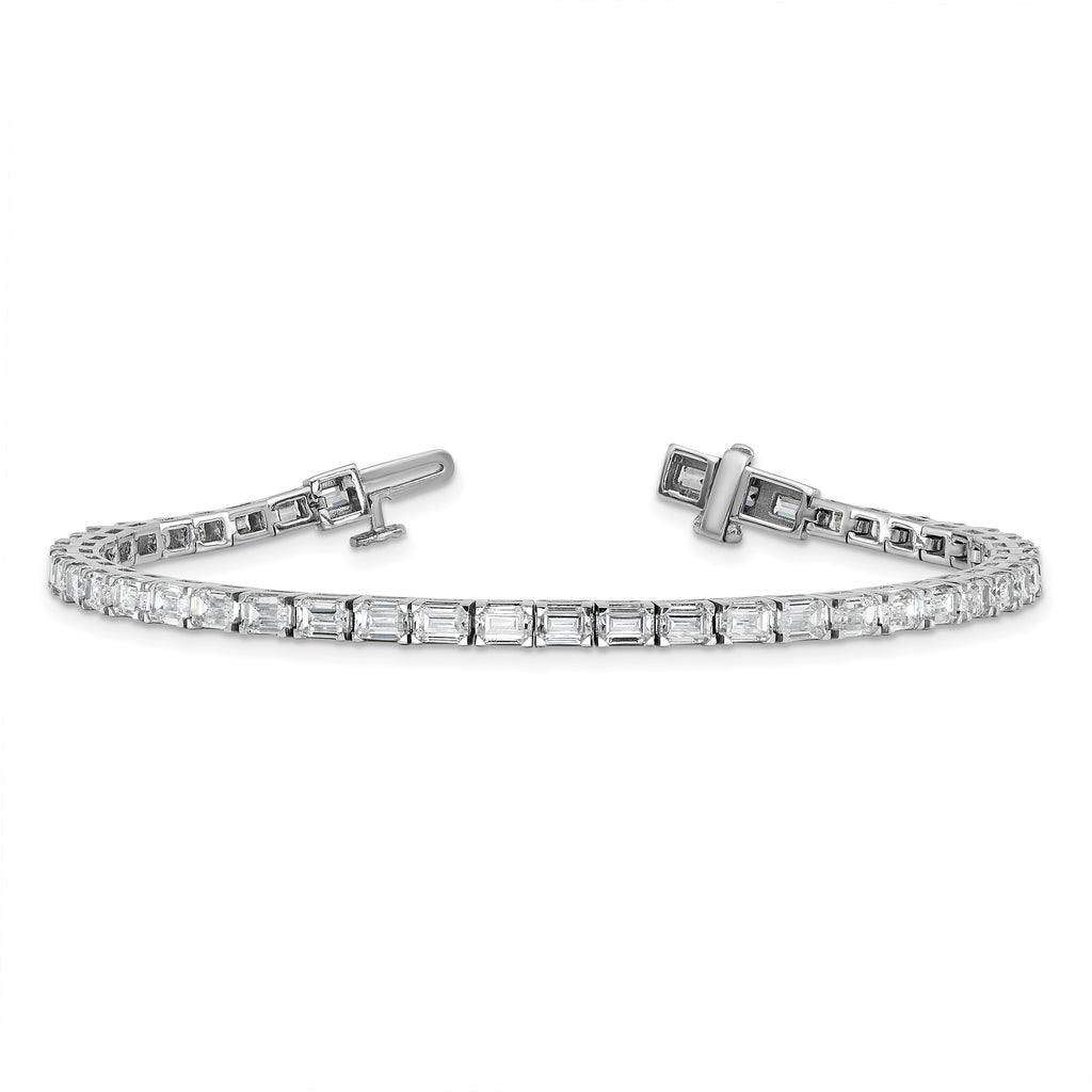 14k White Gold 7 carat Lab Grown Diamond VS/SI+ G+ Emerald Tennis Bracelet