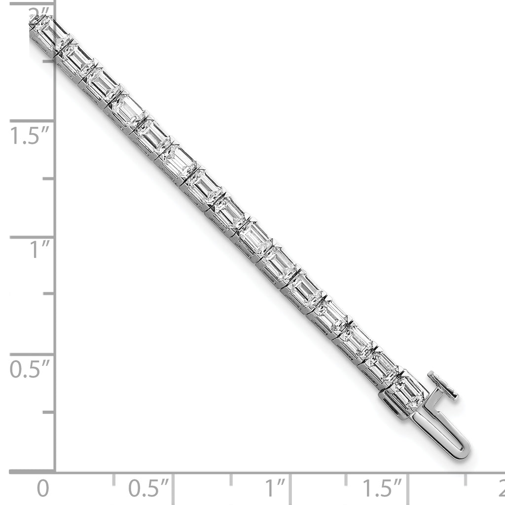 14k White Gold 7 carat Lab Grown Diamond VS/SI+ G+ Emerald Tennis Bracelet