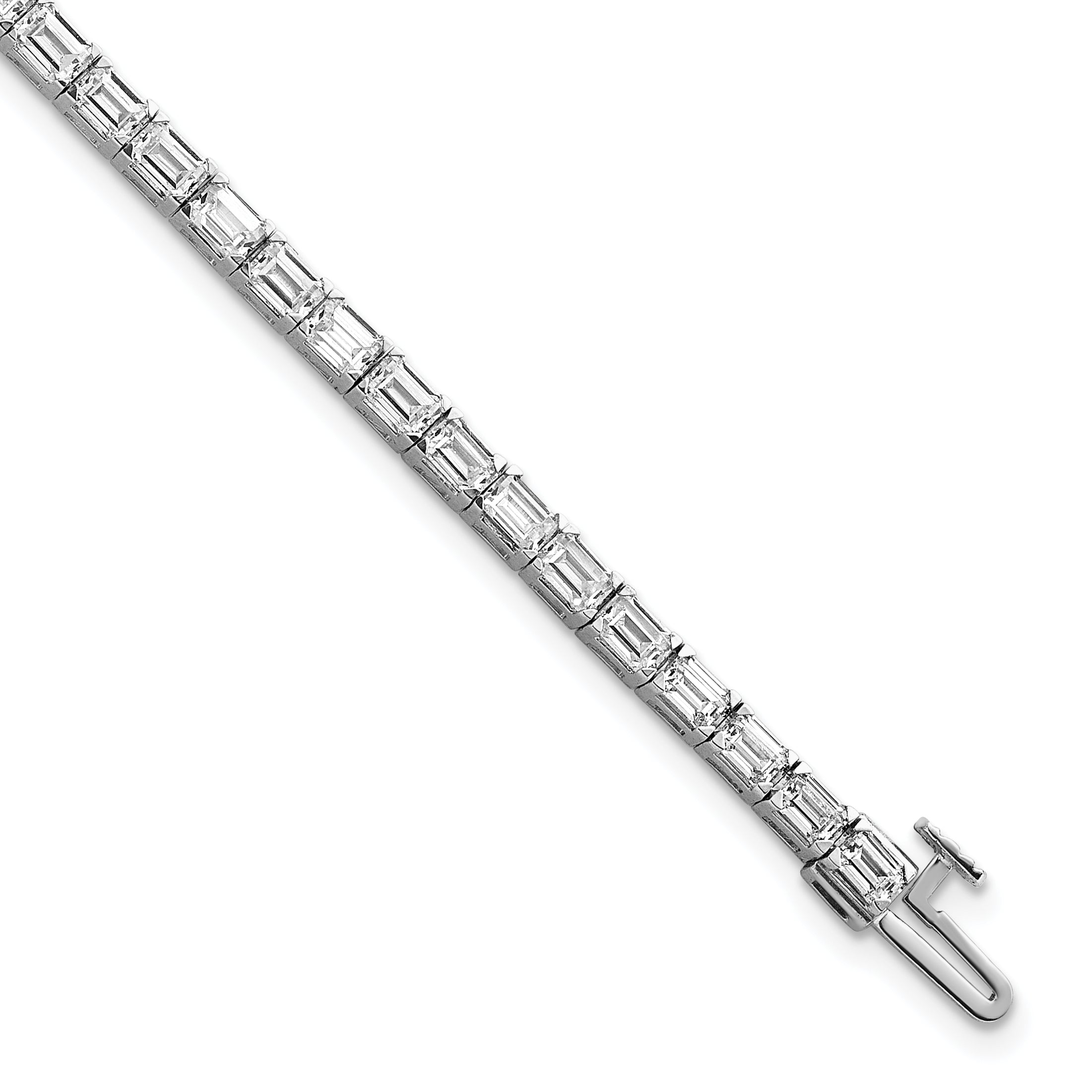 14k White Gold 7 carat Lab Grown Diamond VS/SI+ G+ Emerald Tennis Bracelet Main image
