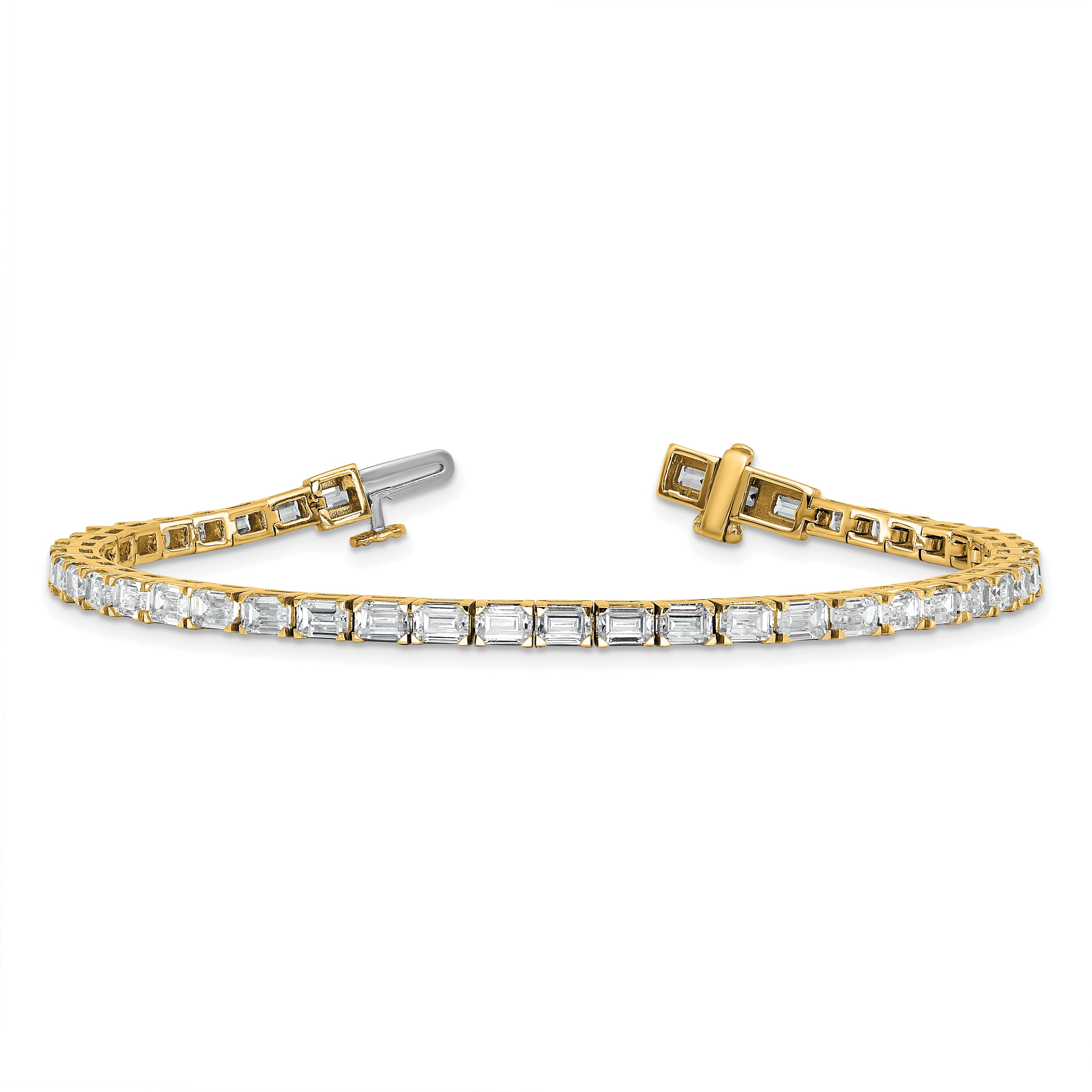 14k 7 carat Lab Grown Diamond VS/SI+ G+ Emerald Tennis Bracelet