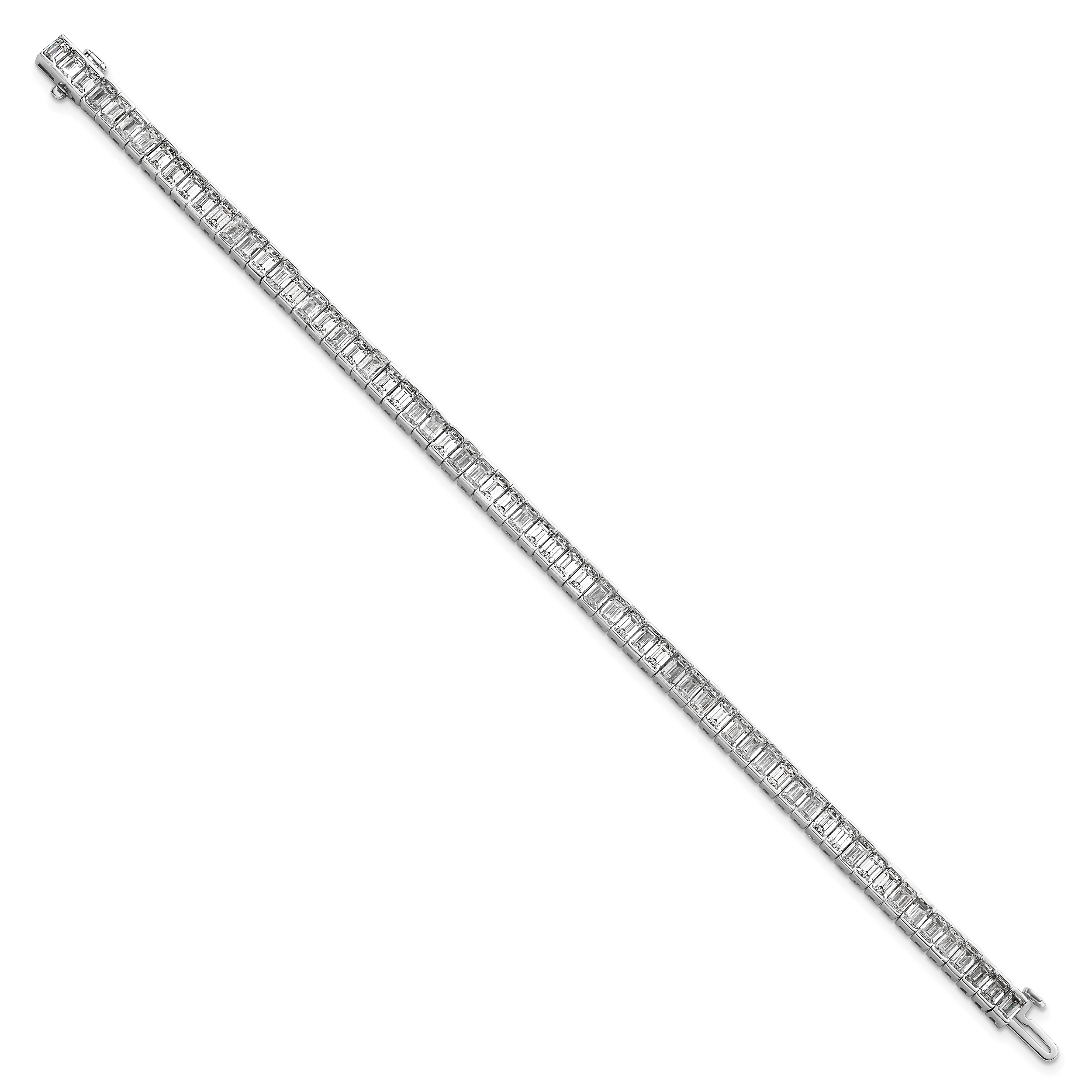 14k White Gold 10 carat Certified Lab Grown Diamond VS+ F+ Complete Emerald Bezel Set Tennis Bracele - Sophia Jewelers