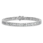 14k White Gold 10 carat Lab Grown Diamond VS/SI+ G+ Complete Emerald Bezel Set Tennis Bracelet - Sophia Jewelers