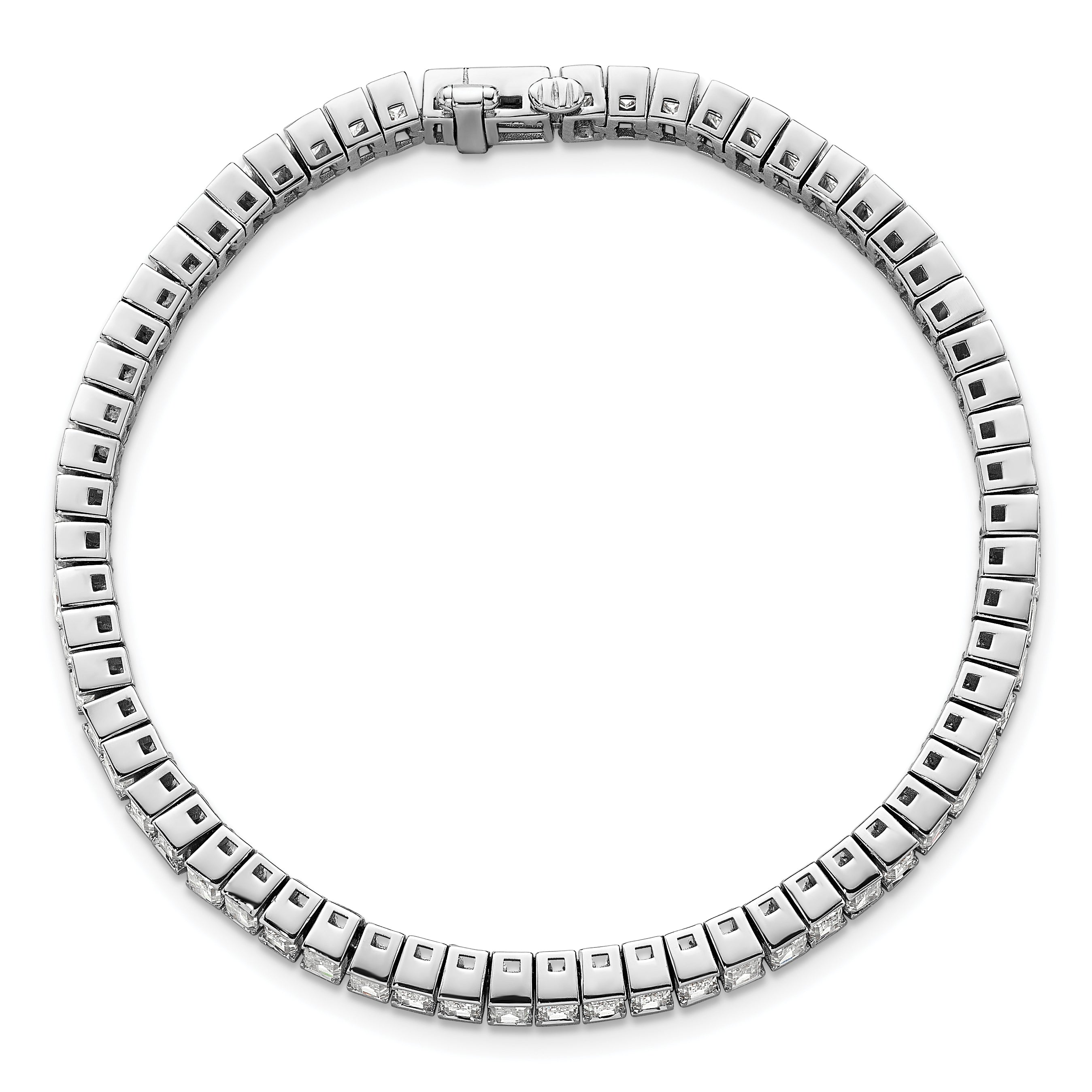 14k White Gold 10 carat Lab Grown Diamond VS/SI+ G+ Complete Emerald Bezel Set Tennis Bracelet - Sophia Jewelers
