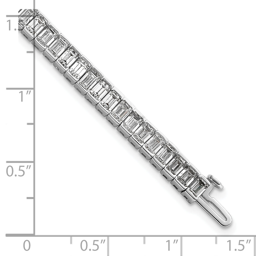 14k White Gold 10 carat Certified Lab Grown Diamond VS/SI+ G+ Complete Emerald Bezel Set Tennis Brac - Sophia Jewelers
