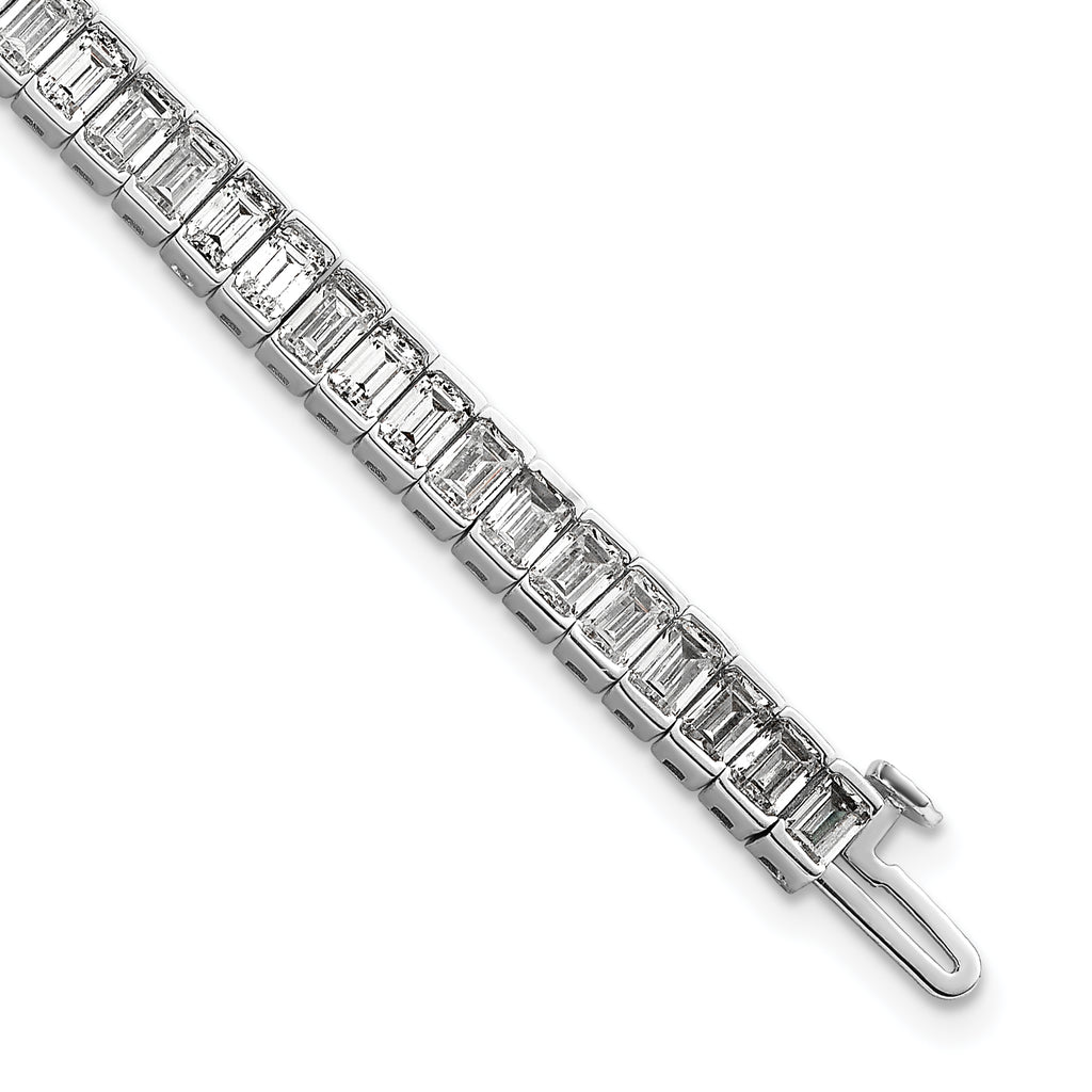 14k White Gold 10 carat Certified Lab Grown Diamond VS+ F+ Complete Emerald Bezel Set Tennis Bracele - Sophia Jewelers