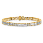 14k 10 carat Lab Grown Diamond VS+ F+ Complete Emerald Bezel Set Tennis Bracelet - Sophia Jewelers