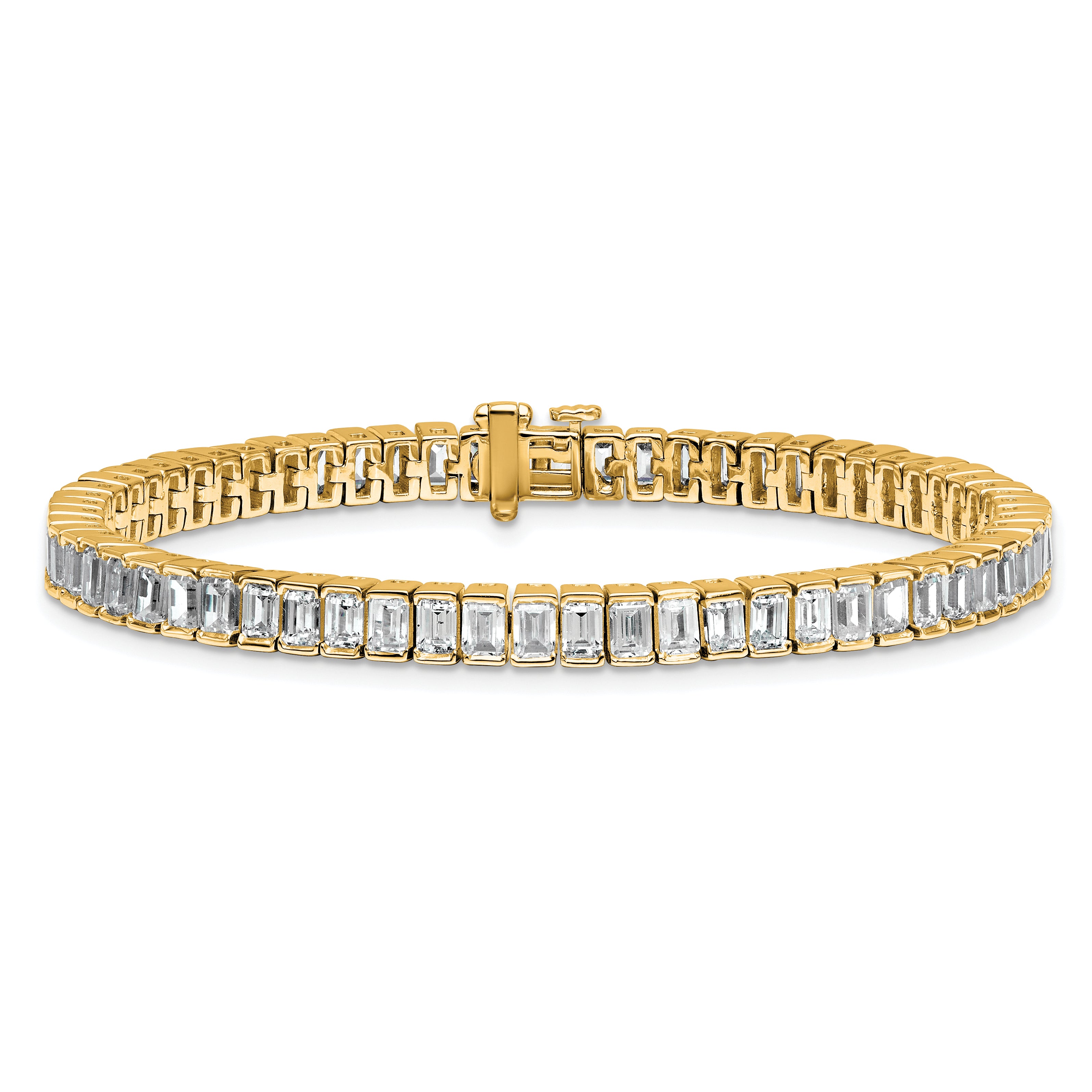 14k 10 carat Lab Grown Diamond VS+ F+ Complete Emerald Bezel Set Tennis Bracelet - Sophia Jewelers