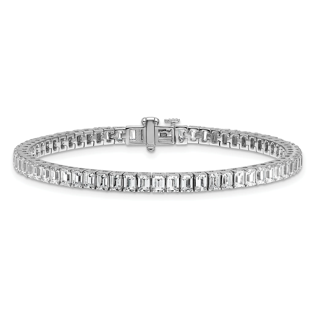 14k White Gold 10 carat Certified Lab Grown Diamond VS/SI+ G+ Complete Emerald Bezel Set Tennis Brac - Sophia Jewelers