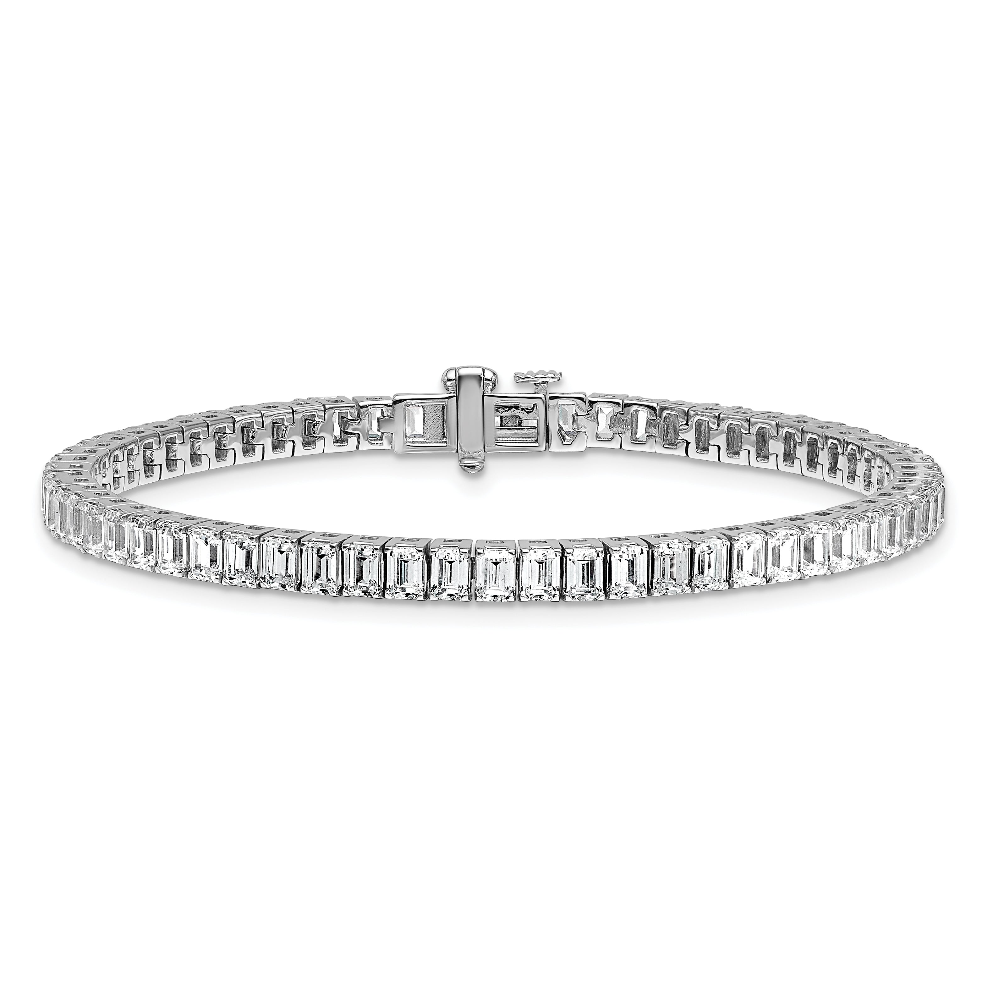 14k White Gold 10 carat Lab Grown Diamond VS/SI+ G+ Complete Emerald Bezel Set Tennis Bracelet Secondary image