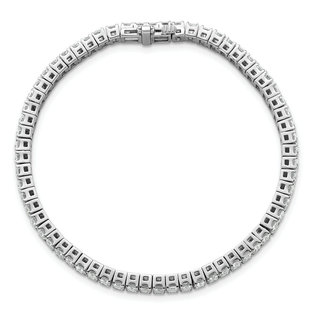 14k White Gold 10 carat Lab Grown Diamond VS+ F+ Complete Emerald Bezel Set Tennis Bracelet - Sophia Jewelers