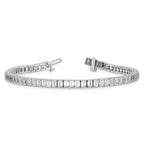 14k White Gold 10 carat Lab Grown Diamond VS+ F+ Complete Emerald Bezel Set Tennis Bracelet - Sophia Jewelers