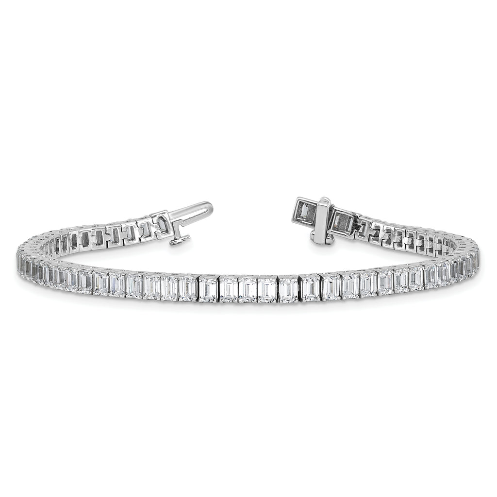 14k White Gold 10 carat Certified Lab Grown Diamond VS/SI+ G+ Complete Emerald Bezel Set Tennis Brac - Sophia Jewelers