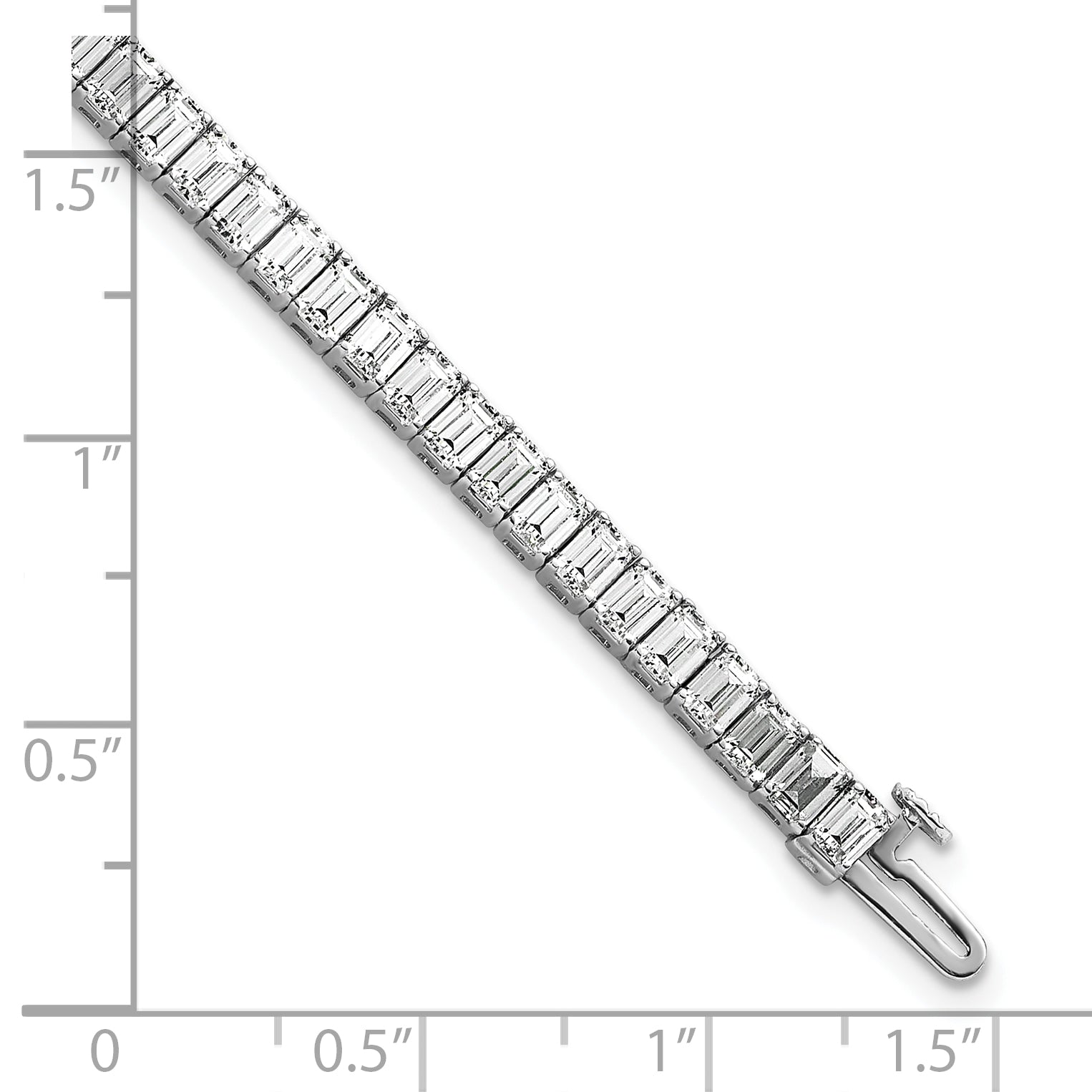 14k White Gold 10 carat Lab Grown Diamond VS+ F+ Complete Emerald Bezel Set Tennis Bracelet - Sophia Jewelers