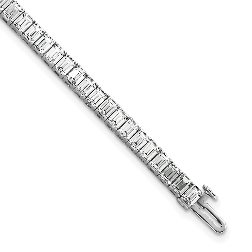 14k White Gold 10 carat Lab Grown Diamond VS/SI+ G+ Complete Emerald Bezel Set Tennis Bracelet - Sophia Jewelers