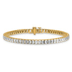 14k 10 carat Lab Grown Diamond VS+ F+ Complete Emerald Bezel Set Tennis Bracelet - Sophia Jewelers
