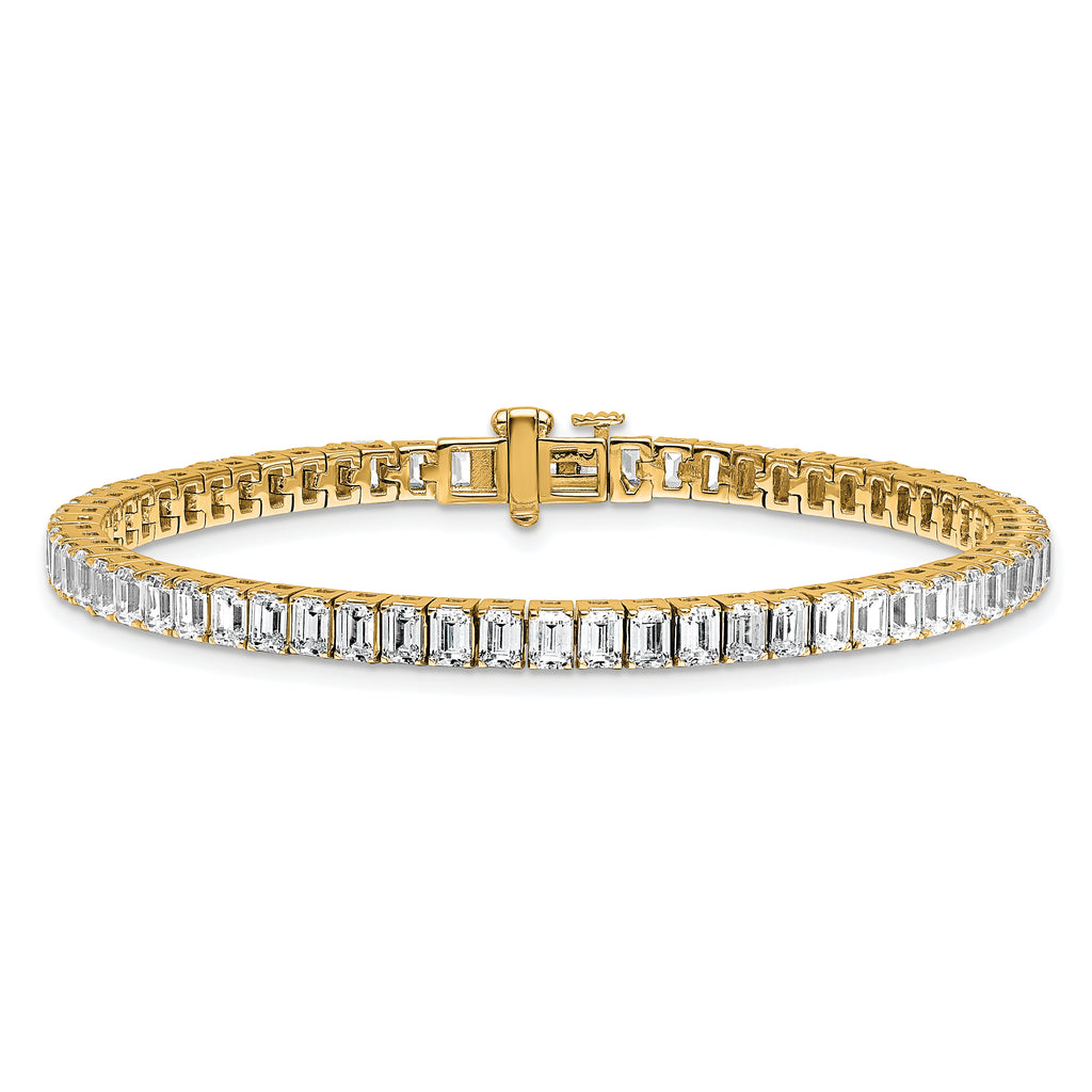 14k 10 carat Certified Lab Grown Diamond VS+ F+ Complete Emerald Bezel Set Tennis Bracelet - Sophia Jewelers