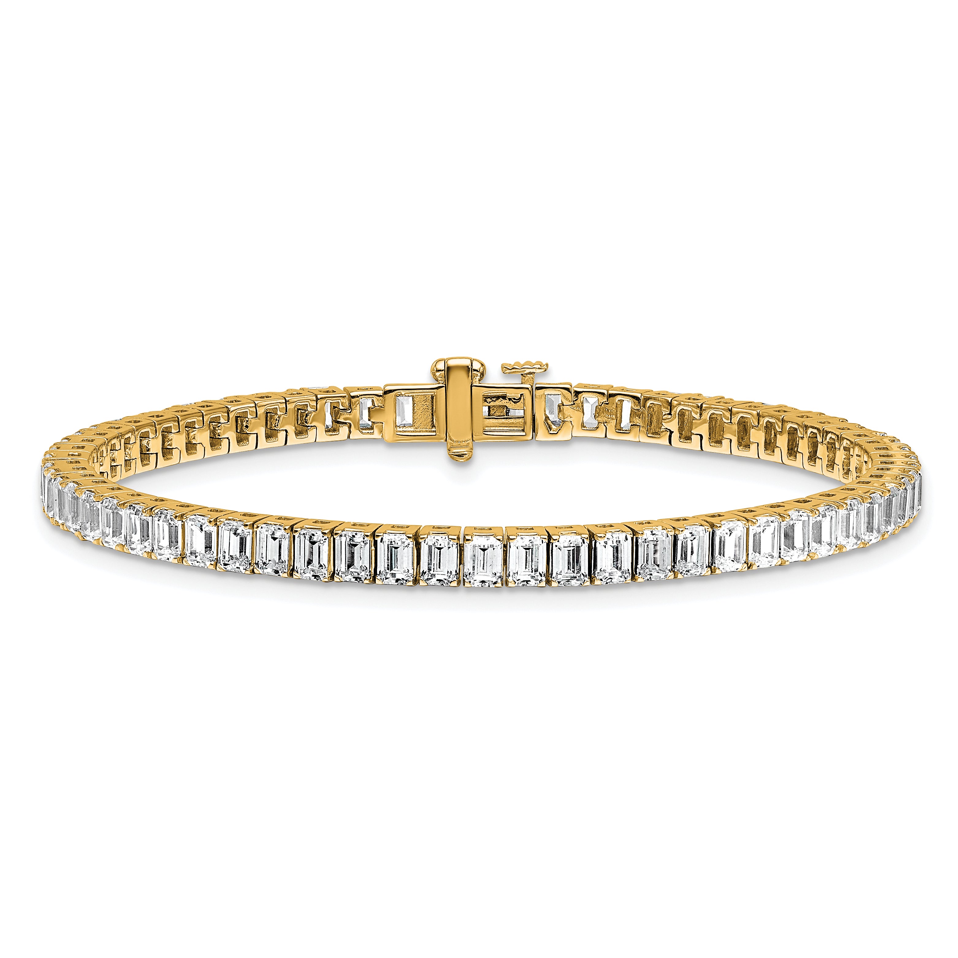 14k 10 carat Certified Lab Grown Diamond VS+ F+ Complete Emerald Bezel Set Tennis Bracelet - Sophia Jewelers