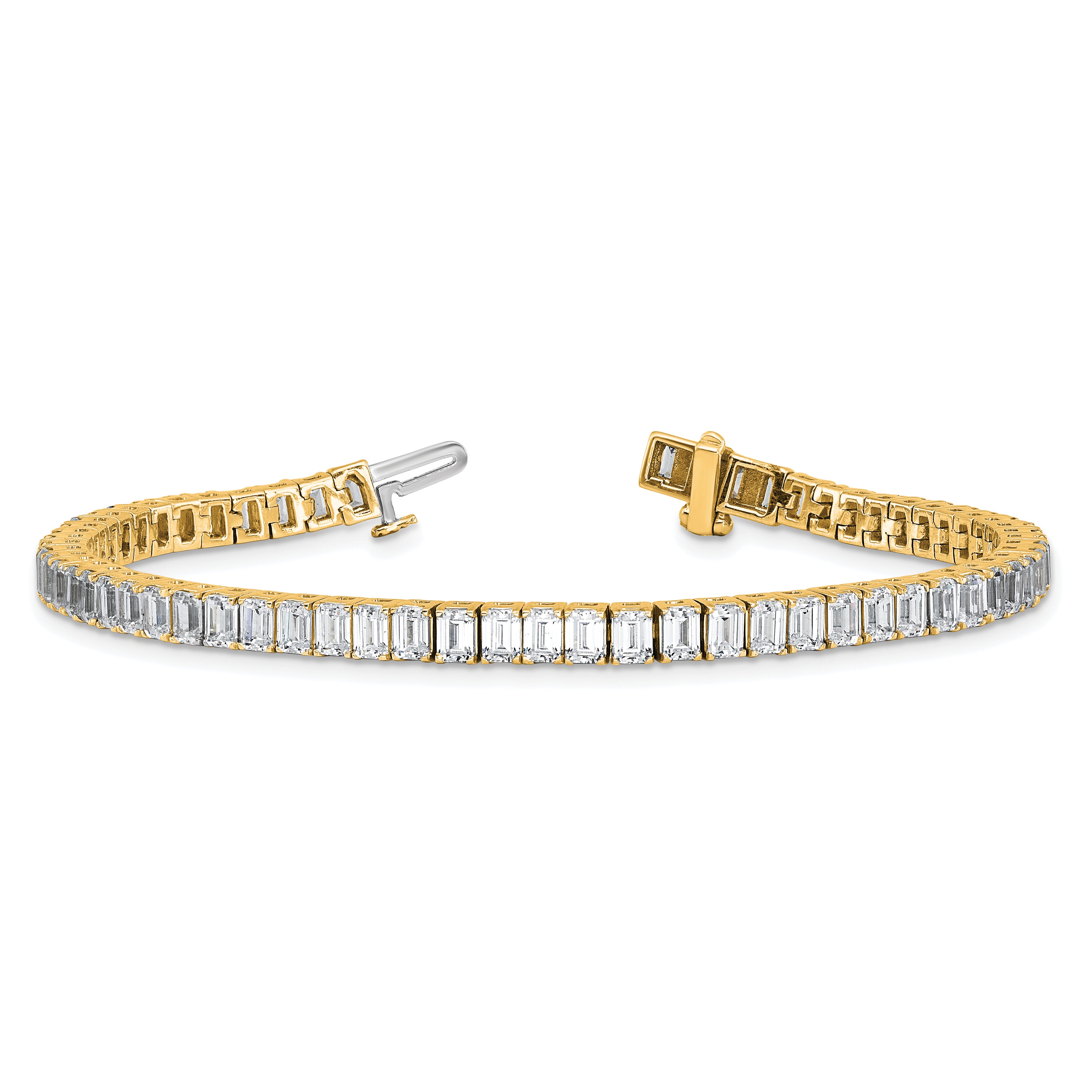 14k 10 carat Certified Lab Grown Diamond VS+ F+ Complete Emerald Bezel Set Tennis Bracelet - Sophia Jewelers