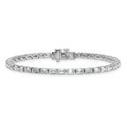14k White Gold 4 3/4 carat Certified Lab Grown Diamond VS+ F+ Complete Emerald Bezel Set Tennis Brac - Sophia Jewelers