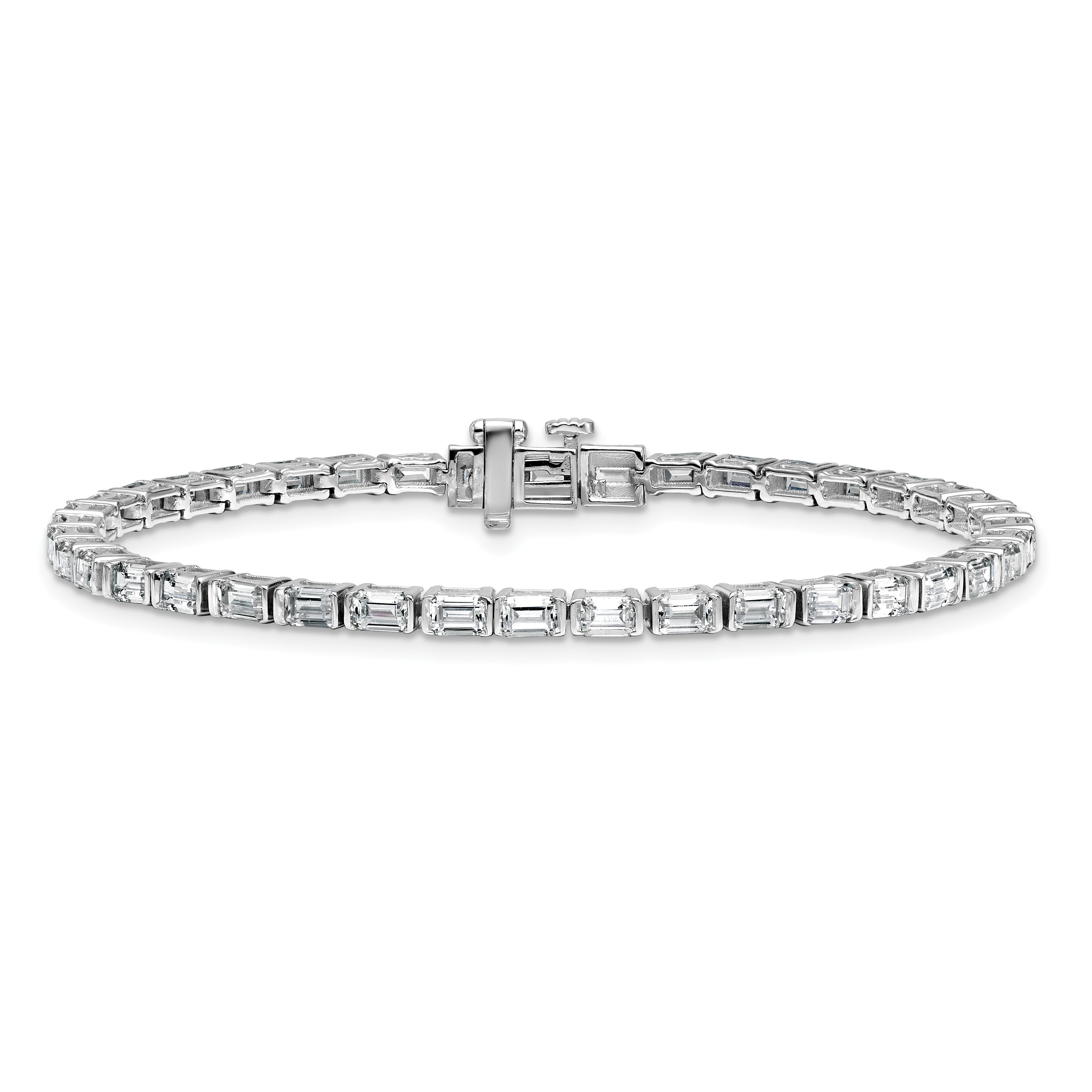14k White Gold 4 3/4 carat Lab Grown Diamond VS/SI+ G+ Complete Emerald Bezel Set Tennis Bracelet Secondary image