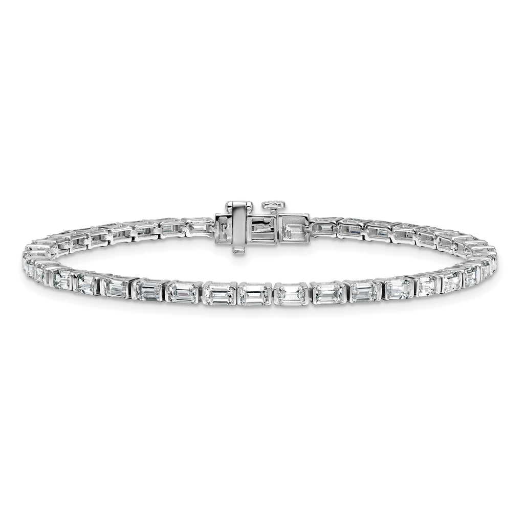 14k White Gold 4 3/4 carat Lab Grown Diamond VS/SI+ G+ Complete Emerald Bezel Set Tennis Bracelet - Sophia Jewelers