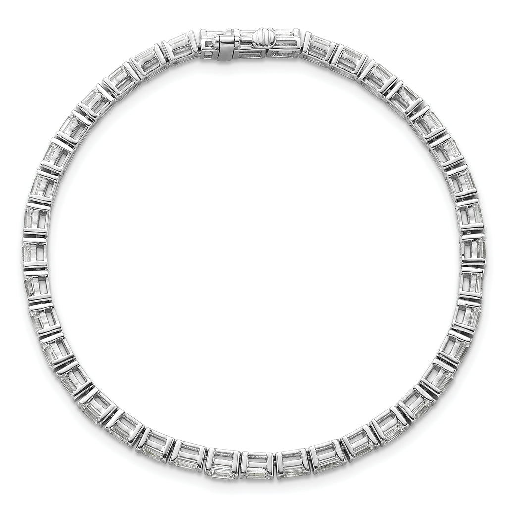 14k White Gold 4 3/4 carat Certified Lab Grown Diamond VS+ F+ Complete Emerald Bezel Set Tennis Brac - Sophia Jewelers