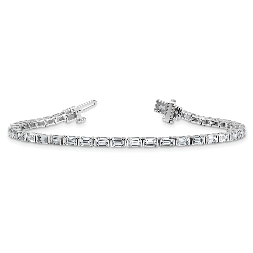 14k White Gold 4 3/4 carat Lab Grown Diamond VS+ F+ Complete Emerald Bezel Set Tennis Bracelet - Sophia Jewelers