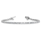 14k White Gold 4 3/4 carat Certified Lab Grown Diamond VS+ F+ Complete Emerald Bezel Set Tennis Brac - Sophia Jewelers