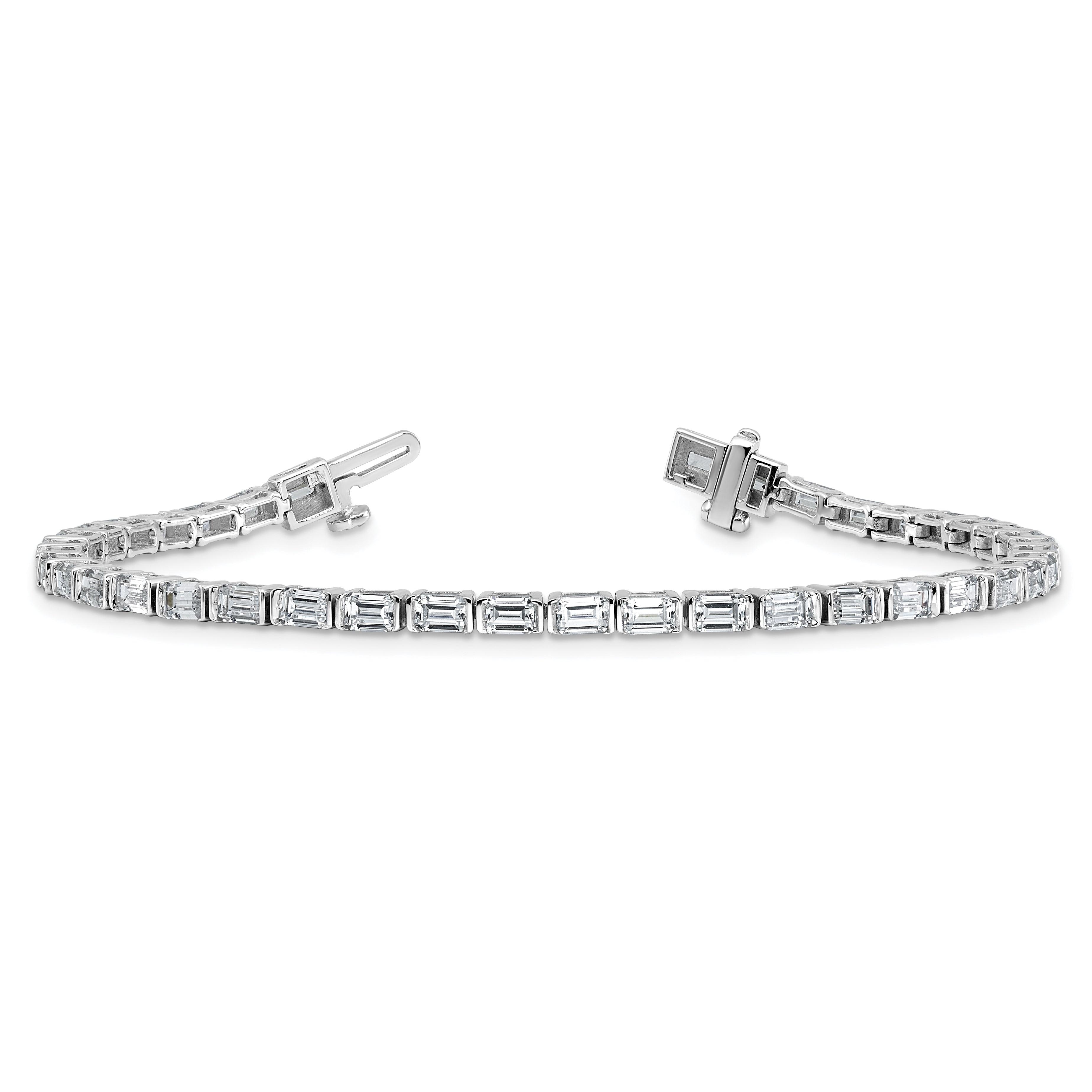 14k White Gold 4 3/4 carat Certified Lab Grown Diamond VS+ F+ Complete Emerald Bezel Set Tennis Brac - Sophia Jewelers