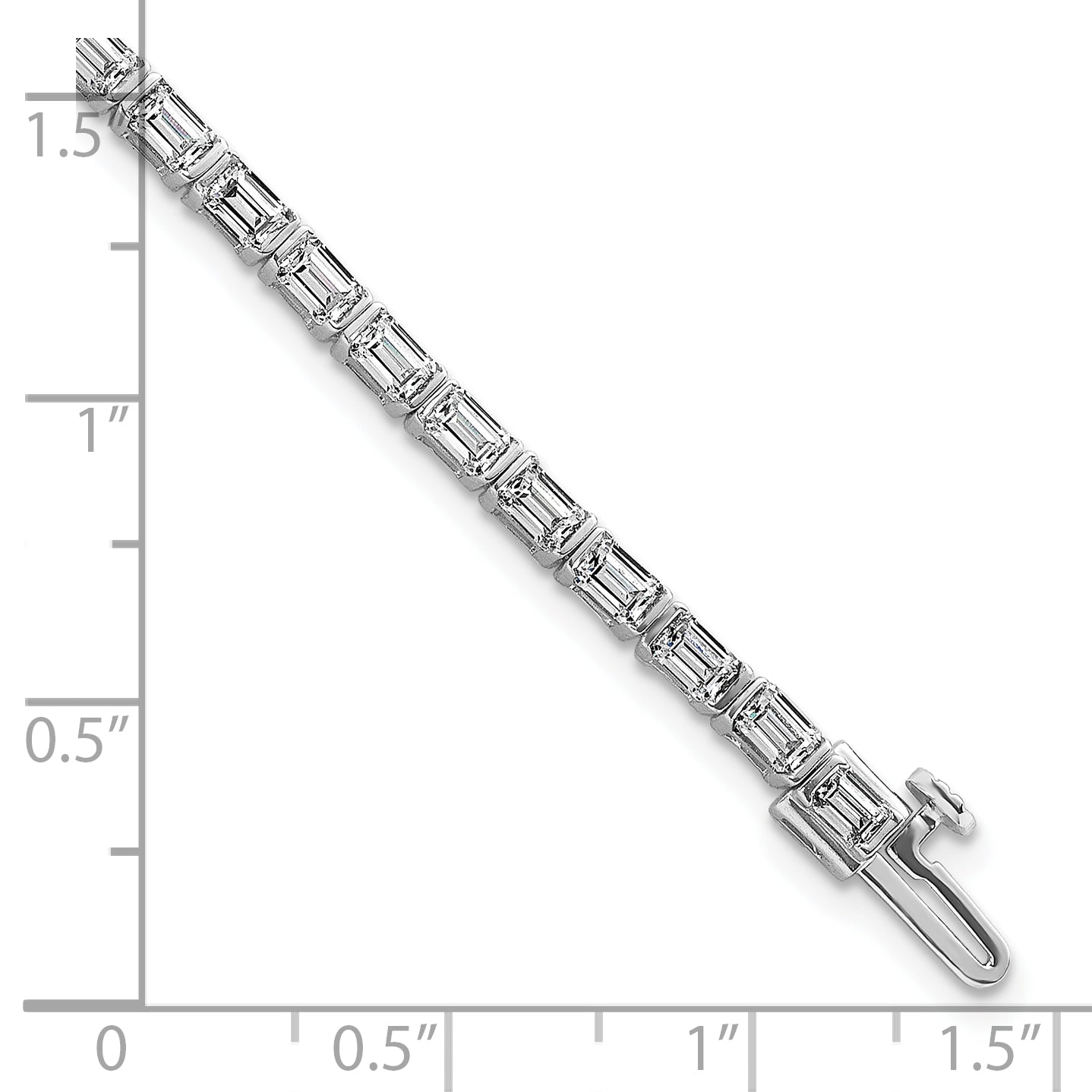 14k White Gold 4 3/4 carat Lab Grown Diamond VS/SI+ G+ Complete Emerald Bezel Set Tennis Bracelet - Sophia Jewelers