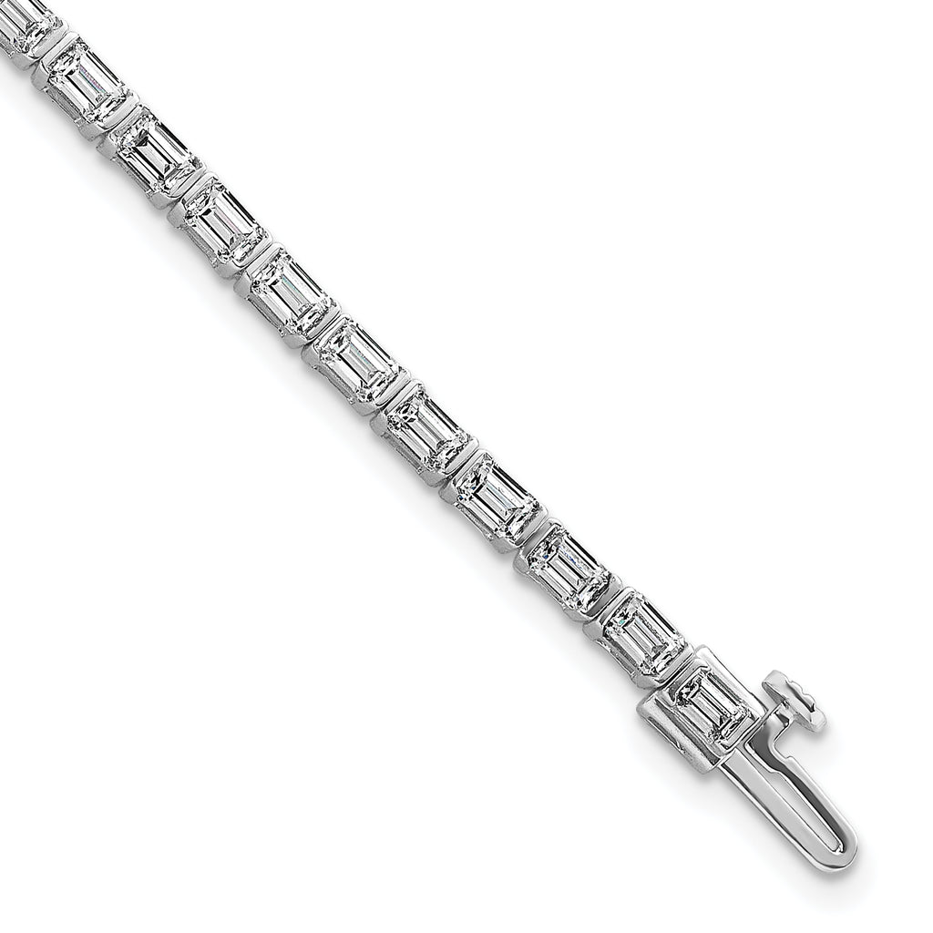 14k White Gold 4 3/4 carat Lab Grown Diamond VS/SI+ G+ Complete Emerald Bezel Set Tennis Bracelet - Sophia Jewelers