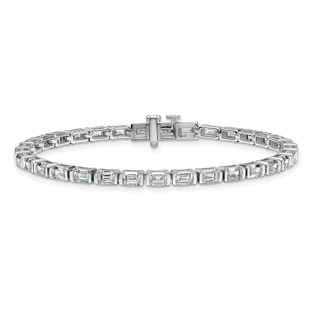 14k White Gold 7 1/2 carat Certified Lab Grown Diamond VS+ F+ Complete Emerald Bezel Set Tennis Brac - Sophia Jewelers