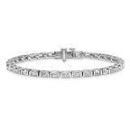 14k White Gold 7 1/2 carat Certified Lab Grown Diamond VS/SI+ G+ Complete Emerald Bezel Set Tennis B - Sophia Jewelers
