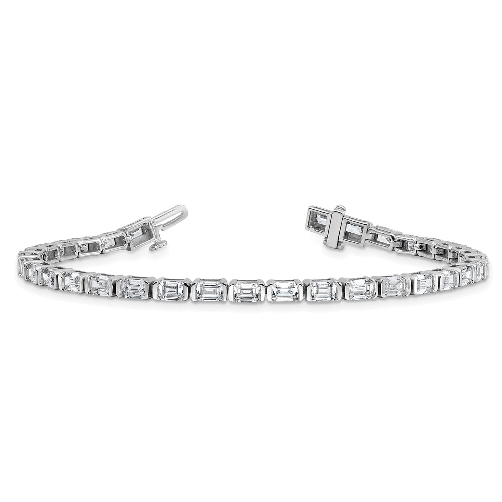 14k White Gold 7 1/2 carat Certified Lab Grown Diamond VS+ F+ Complete Emerald Bezel Set Tennis Brac - Sophia Jewelers