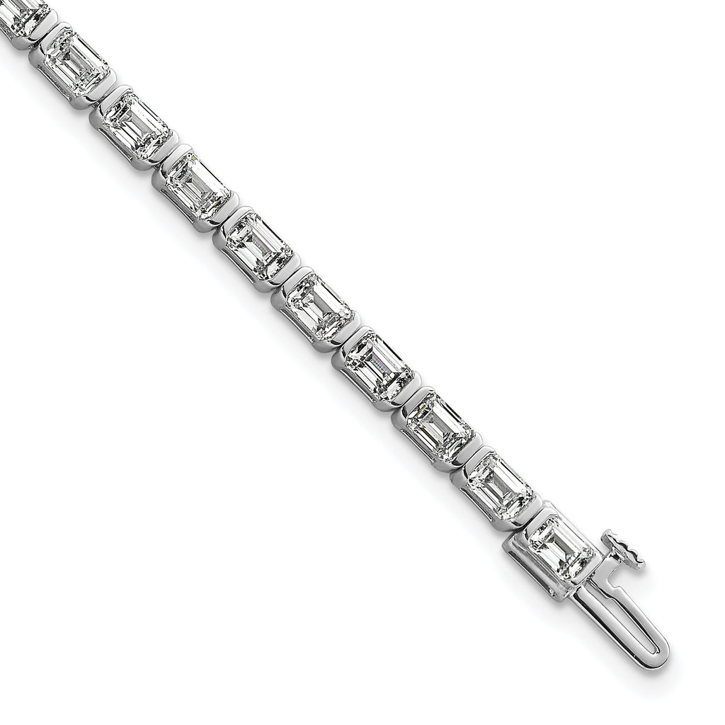 14k White Gold 7 1/2 carat Certified Lab Grown Diamond VS+ F+ Complete Emerald Bezel Set Tennis Brac - Sophia Jewelers