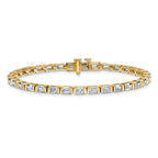 14k 7 1/2 carat Lab Grown Diamond VS+ F+ Complete Emerald Bezel Set Tennis Bracelet - Sophia Jewelers